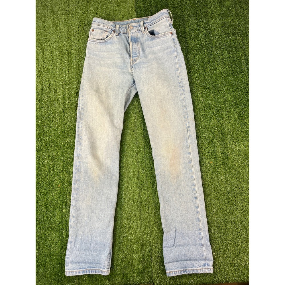 Levis 501 Original Fit Light Wash High Rise Straight Leg Jeans W26 L30